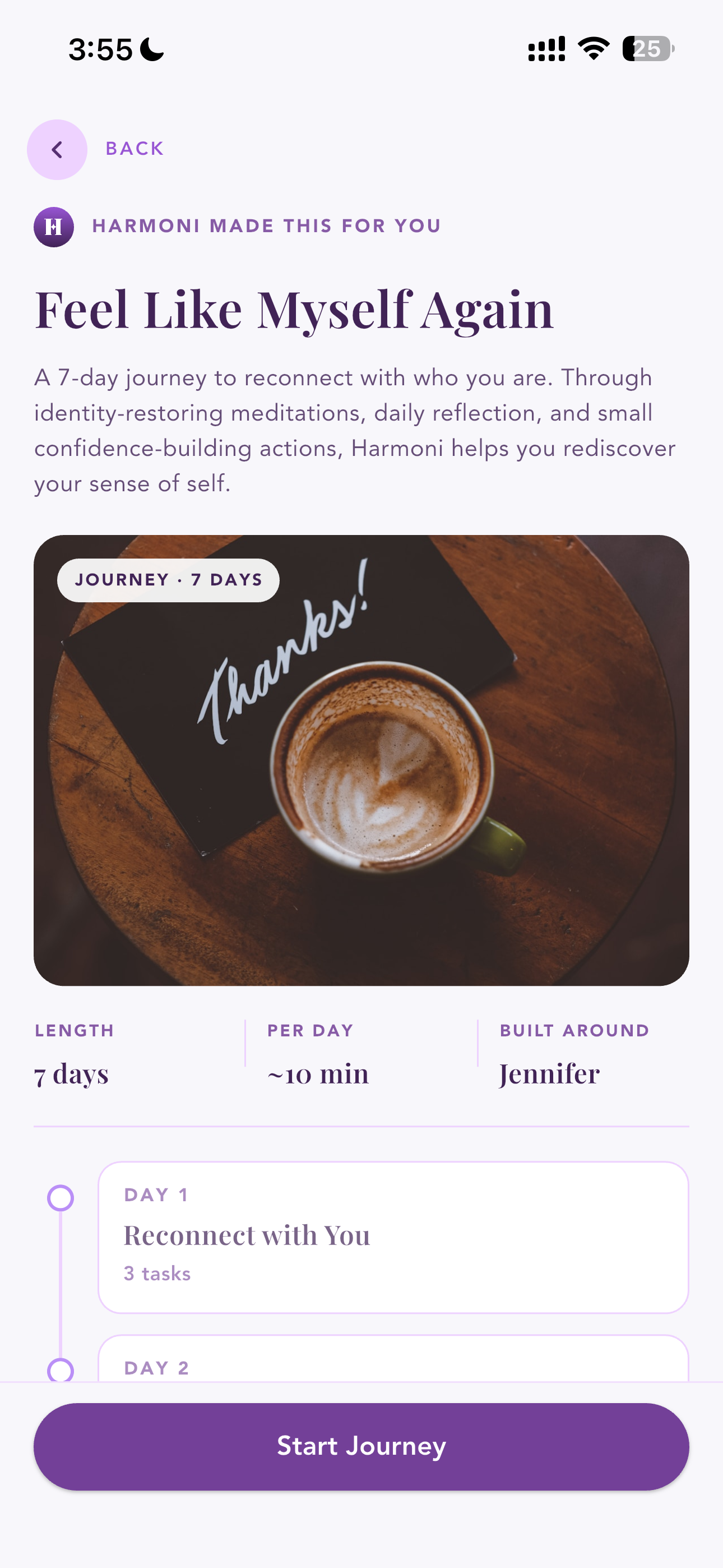 Feel Like Myself Again seven-day journey overview